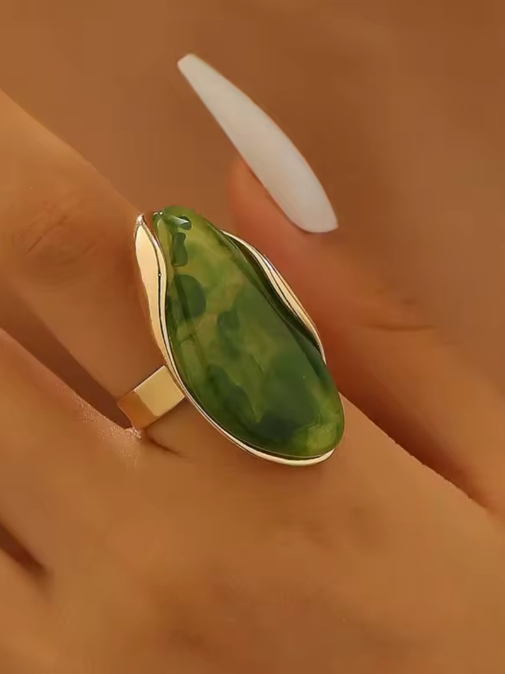 Emerald Mirage Sculptural Statement Ring